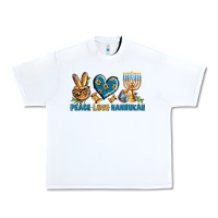 White Peace Love Hannukah Urban Heavy Tee - BundleAndBundleShop