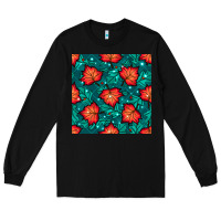 Black fall leaves seamless pattern Long Sleeve Tee - BundleAndBundleShop