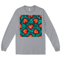Heather Grey fall leaves seamless pattern Long Sleeve Tee - BundleAndBundleShop