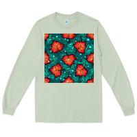 Matcha fall leaves seamless pattern Long Sleeve Tee - BundleAndBundleShop