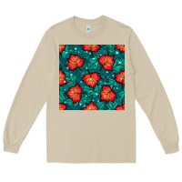 Mushroom fall leaves seamless pattern Long Sleeve Tee - BundleAndBundleShop