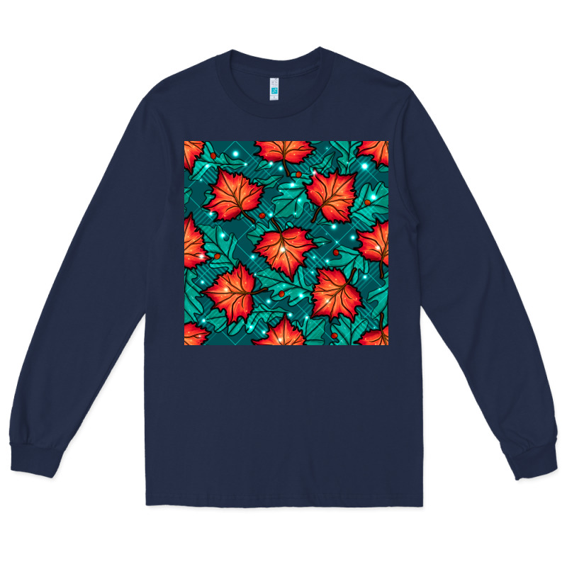 Fall Leaves Seamless Pattern Long Sleeve Tee by BundleAndBundleShop | Teevron