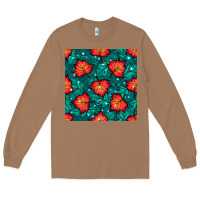 Toasted Coconut fall leaves seamless pattern Long Sleeve Tee - BundleAndBundleShop