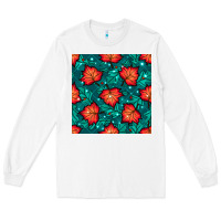 White fall leaves seamless pattern Long Sleeve Tee - BundleAndBundleShop