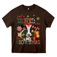 Chocolate Brown just a heifer who loves christmas cow Heavy Core Tee - CowGirlArtShop