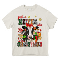 Cream just a heifer who loves christmas cow Heavy Core Tee - CowGirlArtShop