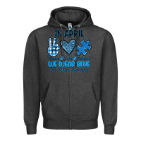 Charcoal Heather in april we wear blue Zipper Hoodie - JahusDesignShop