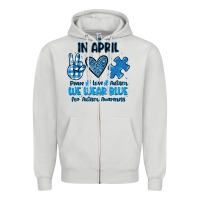 Dove Grey in april we wear blue Zipper Hoodie - JahusDesignShop
