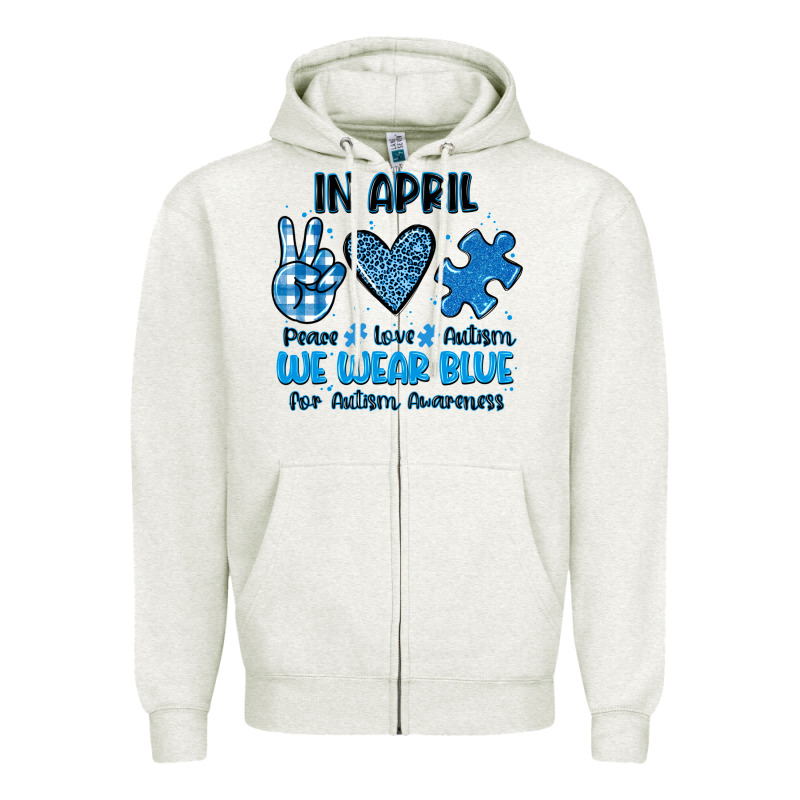 In April We Wear Blue Zipper Hoodie by JahusDesignShop | Teevron