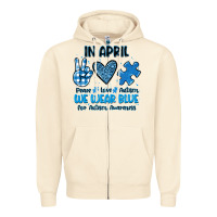 Sandshell in april we wear blue Zipper Hoodie - JahusDesignShop