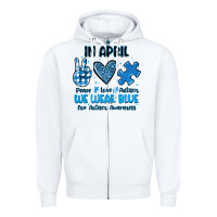 White in april we wear blue Zipper Hoodie - JahusDesignShop