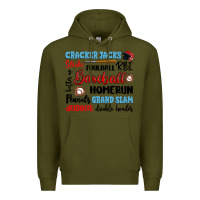 Army Green baseball typography words Premium Hoodie - Artiststas