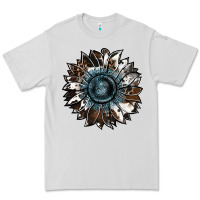 Dove Grey cowhide leopard and  leather sunflower Premium Tee - RanaPortraitStore