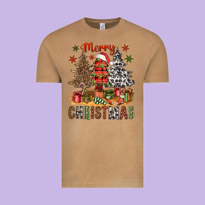 Merry Christmas With Western Trees Bbs Vintage Tee Designed By Bundleandbundleshop