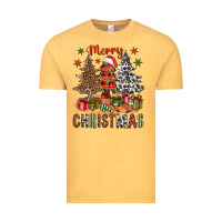Vintage Mustard merry christmas with western trees bbs Vintage Tee - BundleAndBundleShop