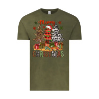 Vintage Olive merry christmas with western trees bbs Vintage Tee - BundleAndBundleShop