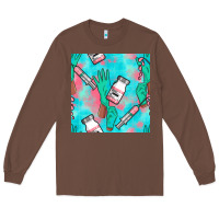 Chestnut Nurse Gloves Seamless Pattern Long Sleeve Tee - BundleAndBundleShop