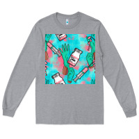 Heather Grey Nurse Gloves Seamless Pattern Long Sleeve Tee - BundleAndBundleShop