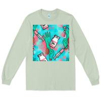 Matcha Nurse Gloves Seamless Pattern Long Sleeve Tee - BundleAndBundleShop