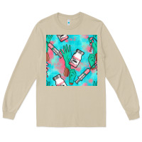 Mushroom Nurse Gloves Seamless Pattern Long Sleeve Tee - BundleAndBundleShop