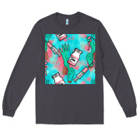 Smoke Nurse Gloves Seamless Pattern Long Sleeve Tee - BundleAndBundleShop