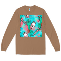 Toasted Coconut Nurse Gloves Seamless Pattern Long Sleeve Tee - BundleAndBundleShop