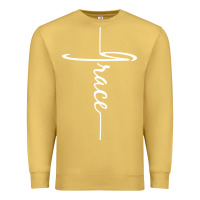 Antique Gold grace   christian faith cross script baptism gift Premium Sweatshirt - DesigneFamous