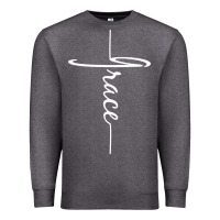 Charcoal Heather grace   christian faith cross script baptism gift Premium Sweatshirt - DesigneFamous