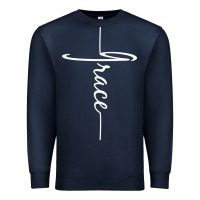 Navy grace   christian faith cross script baptism gift Premium Sweatshirt - DesigneFamous