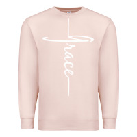 Pale Pink grace   christian faith cross script baptism gift Premium Sweatshirt - DesigneFamous