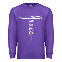 Purple grace   christian faith cross script baptism gift Premium Sweatshirt - DesigneFamous