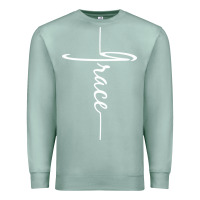 Seafoam grace   christian faith cross script baptism gift Premium Sweatshirt - DesigneFamous