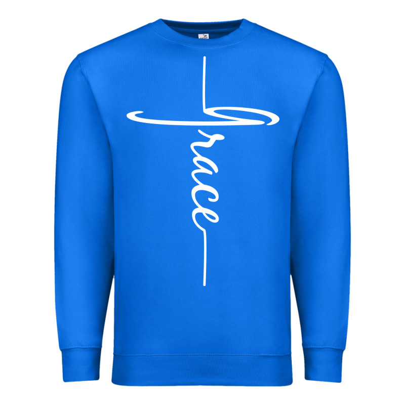 Grace   Christian Faith Cross Script Baptism Gift Premium Sweatshirt by DesigneFamous | Teevron