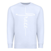 White grace   christian faith cross script baptism gift Premium Sweatshirt - DesigneFamous