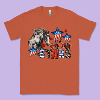 Oh My Stars Horse 4th Of July Classic Tee Designed By Cowgirlartshop