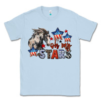 Dusty Blue Oh my stars horse 4th of july Classic Tee - CowGirlArtShop