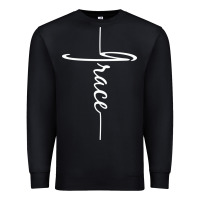 Black grace   christian faith cross script baptism gift Premium Sweatshirt - DesigneFamous