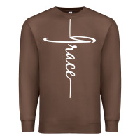Chestnut grace   christian faith cross script baptism gift Premium Sweatshirt - DesigneFamous