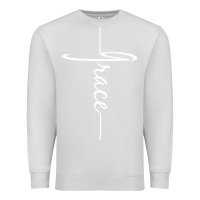 Dove Grey grace   christian faith cross script baptism gift Premium Sweatshirt - DesigneFamous