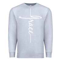 Heather Grey grace   christian faith cross script baptism gift Premium Sweatshirt - DesigneFamous