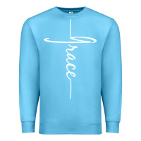 Ocean Blue grace   christian faith cross script baptism gift Premium Sweatshirt - DesigneFamous