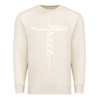 Sandshell grace   christian faith cross script baptism gift Premium Sweatshirt - DesigneFamous