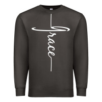 Smoke grace   christian faith cross script baptism gift Premium Sweatshirt - DesigneFamous
