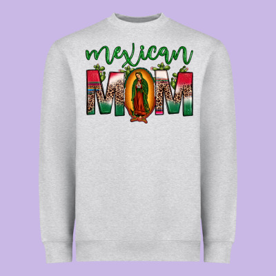Mexican Mom Our Lady Of Guadalupe Leopard Heavyweight Sweatshirt Designed By Jahusdesignshop