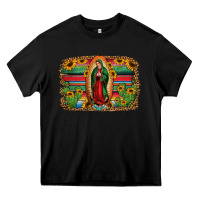 Black lady of guadalupe serape background Heavy Core Tee - Jasminsmagicworld