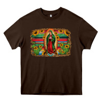 Chocolate Brown lady of guadalupe serape background Heavy Core Tee - Jasminsmagicworld