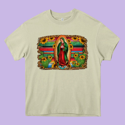 Lady Of Guadalupe Serape Background Heavy Core Tee Designed By Jasminsmagicworld