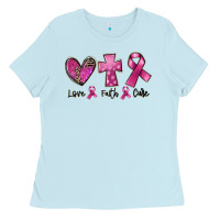 Baby Blue Love Faith cure Breast Cancer Ladies Tee - FaDigitalArtStudio