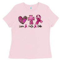 Bubblegum Pink Love Faith cure Breast Cancer Ladies Tee - FaDigitalArtStudio