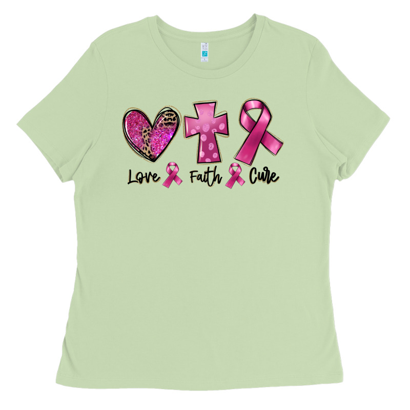 Love Faith Cure Breast Cancer Ladies Tee by FaDigitalArtStudio | Teevron